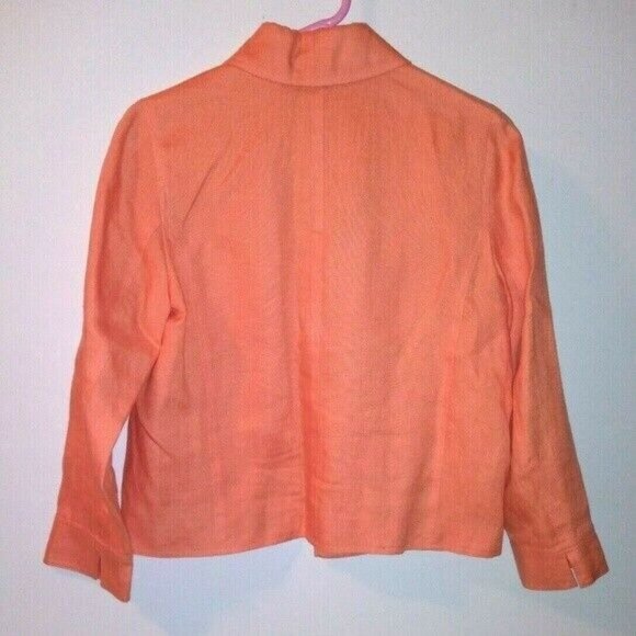Talbots Womens Jacket Irish Linen FRONT OPEN Peach color 100% Linen SHACKET - Picture 2 of 6